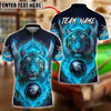 BlueJose Billiards 8 Ball Wings Fiery Tiger Personalized Name, Team Name Unisex Shirt (4 Colors)