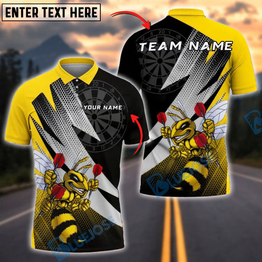 BlueJose Darts Buzzing Yellow Bee Cartoon Personalized Name Shirt