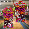 BlueJose Bowling Graffiti Style Cartoon Customized Name, Team Name 3D Shirt (4 Colors)