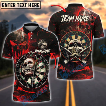 BlueJose Darts Skull Target Gothic Style Personalized Name, Team Name Shirt (4 Colors)