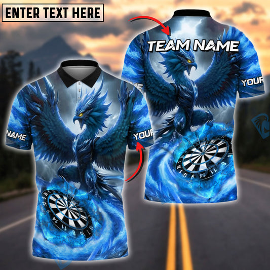 BlueJose Darts Phoenix Fire Bird Theme Customized Name, Team Name 3D Shirt (4 Colors)