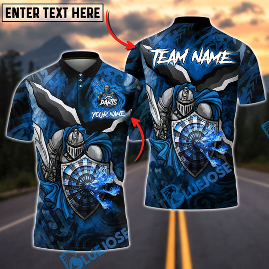 BlueJose Darts Knight Fire Shield Customized Name, Team Name 3D Shirt (4 Colors)