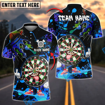 BlueJose Darts Dartboard Graffiti Cartoon Style Customized Name, Team Name 3D Shirt (4 Colors)