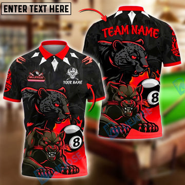 BlueJose Billiards 8-Ball Panther Design Personalized Name Shirt (4 Colors)