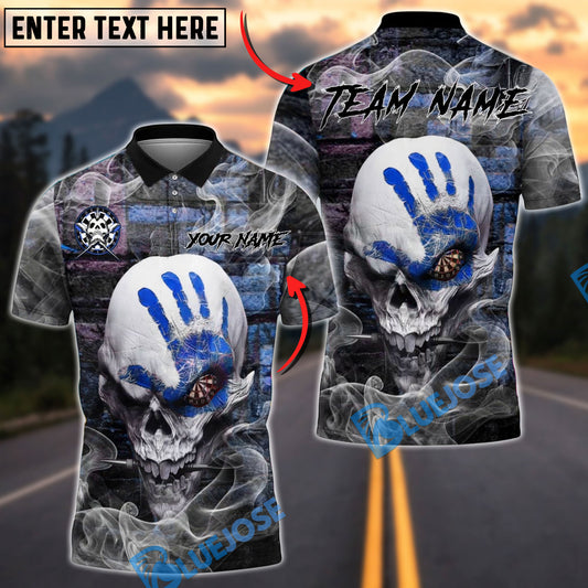 BlueJose Darts Skull Hand Smoke Style Customized Name, Team Name 3D Shirt (4 Colors)