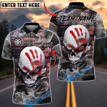 BlueJose Darts Skull Hand Smoke Style Customized Name, Team Name 3D Shirt (4 Colors)