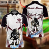 BlueJose Billiards 8-Ball Pool Shut Up and Shoot White Pattern Personalized Name, Team Name Unisex Shirt (4 Colors)