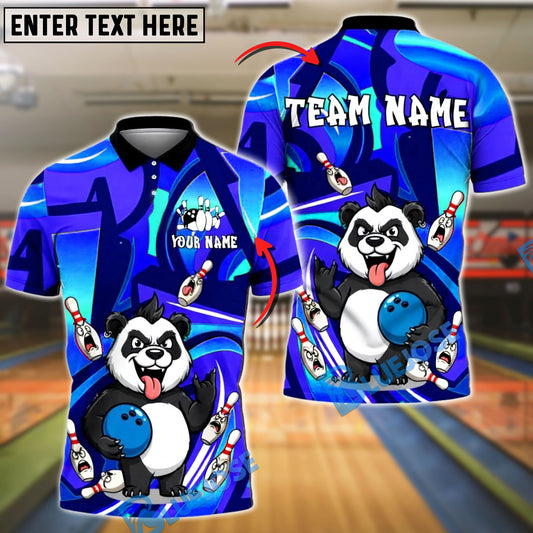 BlueJose Bowling And Pins Panda Cute Angry Graffiti Customized Name, Team Name 3D Shirt (4 Colors)
