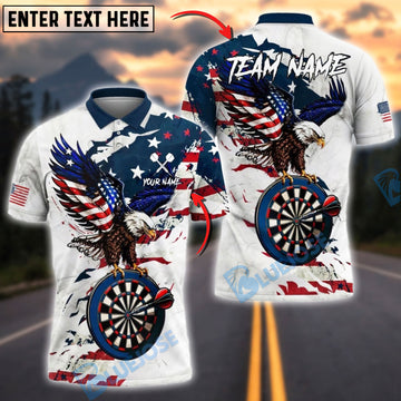 BlueJose Darts Eagle Dartboard Stars Stripes Patriotic Personalized Name Shirt
