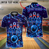 BlueJose Bowling Neon Glow Pin & Ball Style Customized Name, Team Name 3D Shirt (4 Colors)