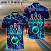 BlueJose Bowling Neon Glow Pin & Ball Style Customized Name, Team Name 3D Shirt (4 Colors)