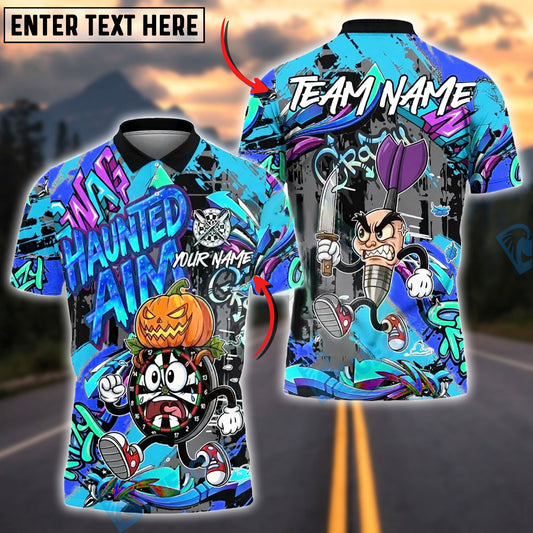 BlueJose Darts Halloween Cartoon Graffiti Style Customized Name, Team Name 3D Shirt (4 Colors)