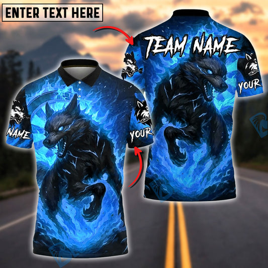 BlueJose Darts Fire Wolf Dartboard Burning Flame Power Customized Name, Team Name 3D Shirt (4 Colors)