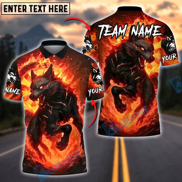 BlueJose Darts Fire Wolf Dartboard Burning Flame Power Customized Name, Team Name 3D Shirt (4 Colors)