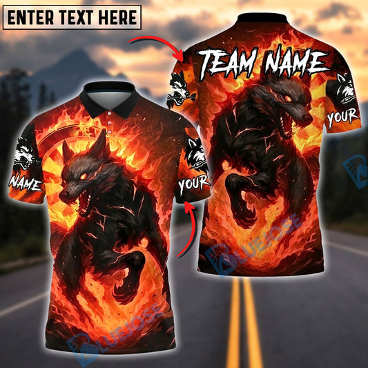 BlueJose Darts Fire Wolf Dartboard Burning Flame Power Customized Name, Team Name 3D Shirt (4 Colors)
