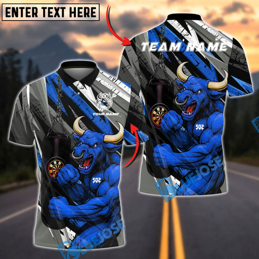 BlueJose Darts Red Bull Dartboard Fighter Strength Customized Name, Team Name 3D Shirt (4 Colors)