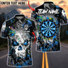 BlueJose Darts Skull Art Grunge Color Burst Multicolor Options Personalized Name Shirt (4 Colors)