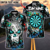 BlueJose Darts Skull Art Grunge Color Burst Multicolor Options Personalized Name Shirt (4 Colors)