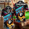 BlueJose Billiards 8-Ball Skull Flame Graffiti Stay Chill Customized Name, Team Name 3D Shirt (4 Colors)