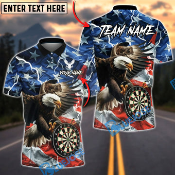 BlueJose Darts American Eagle Dartboard Flag Personalized Name Shirt