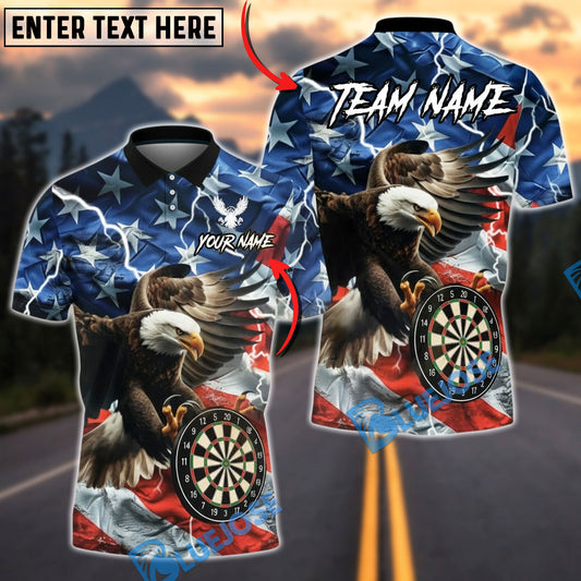 BlueJose Darts American Eagle Dartboard Flag Personalized Name Shirt
