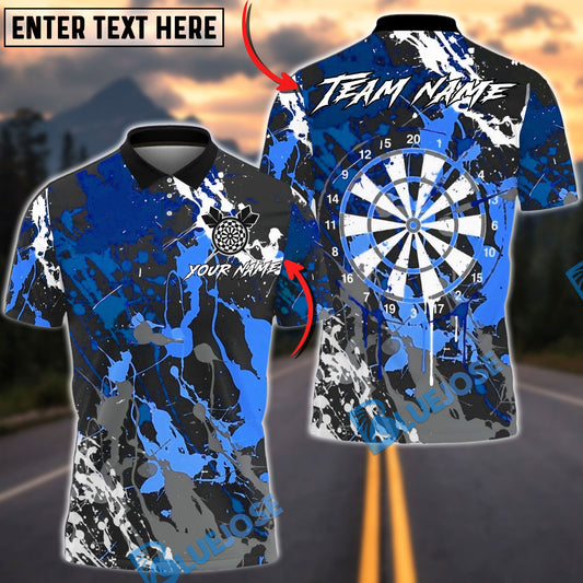 BlueJose Darts Paint Splash Style Multicolor Options Personalized Name Shirt (4 Colors)