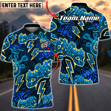 BlueJose Darts Graffiti Neon Lightning Style Multicolor Options Personalized Name Shirt (4 Colors)