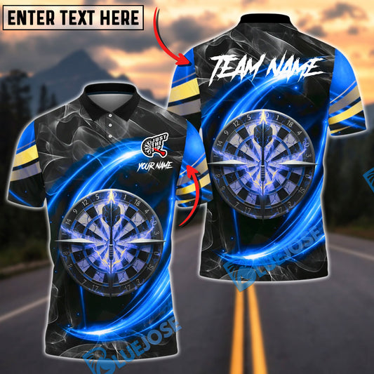 BlueJose Darts Cosmic Energy Neon Swirl Design Personalized Name, Team Name Unisex Shirt (4 Colors)