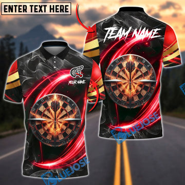 BlueJose Darts Cosmic Energy Neon Swirl Design Personalized Name, Team Name Unisex Shirt (4 Colors)