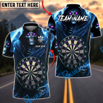 BlueJose Darts Dark Soul Skull Electric Dartboard Personalized Name, Team Name Unisex Shirt (4 Colors)