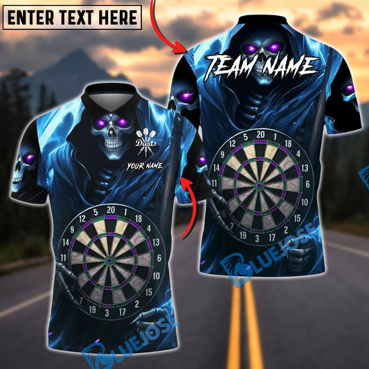 BlueJose Darts Dark Soul Skull Electric Dartboard Personalized Name, Team Name Unisex Shirt (4 Colors)