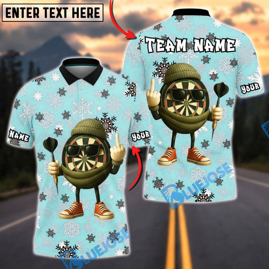 BlueJose Darts Snowflake Winter Dartboard Chill Personalized Name, Team Name Unisex Shirt (4 Colors)