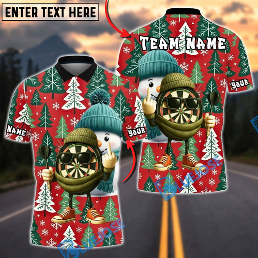 BlueJose Darts Christmas Tree Snowman Dartboard Festive Personalized Name, Team Name Unisex Shirt (4 Colors)