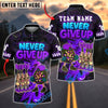 BlueJose Darts Never Give Up Graffiti Style Personalized Name, Team Name Unisex Shirt (4 Colors)