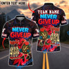 BlueJose Darts Never Give Up Graffiti Style Personalized Name, Team Name Unisex Shirt (4 Colors)