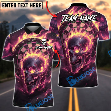 BlueJose Darts Lightning Flame Skull Multicolor Options Personalized Name Shirt (4 Colors)