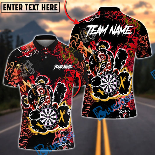 BlueJose Darts Graffiti Bear Dartboard Neon Splash Multicolor Options Personalized Name Shirt (4 Colors)