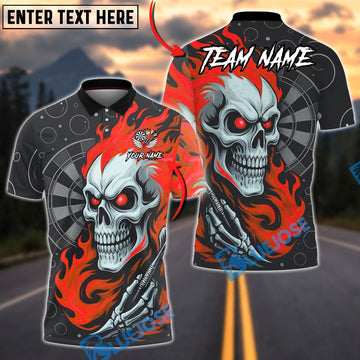 BlueJose Darts Flame Skull Art Multicolor Options Personalized Name Shirt (4 Colors)