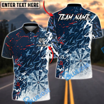 BlueJose Darts Dartboard Geometric Shatter Effect Multicolor Options Personalized Name Shirt (4 Colors)