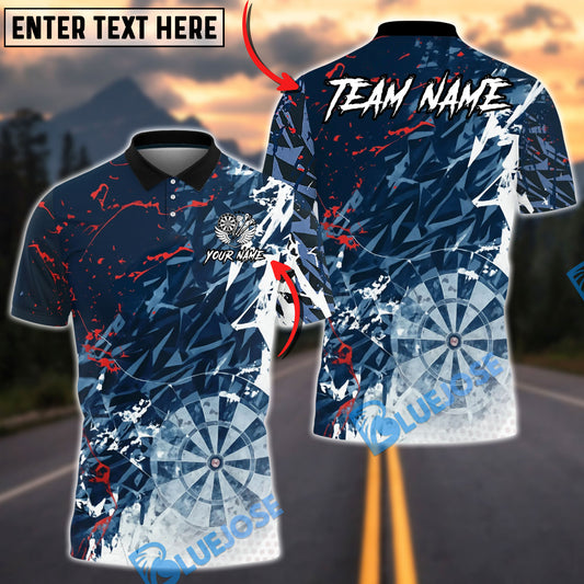 BlueJose Darts Dartboard Geometric Shatter Effect Multicolor Options Personalized Name Shirt (4 Colors)