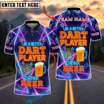 BlueJose Darts Neon Darts Player Drink Beer Night Personalized Name Shirt