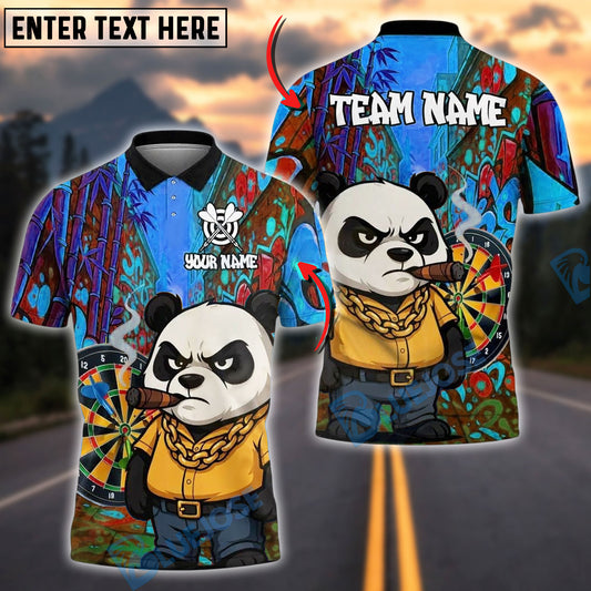 BlueJose Darts Fear The Panda Graffiti Style Personalized Name, Team Name Unisex Shirt (4 Colors)