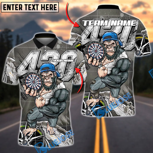 BlueJose Darts Gorilla 420 Dartboard Urban Steel Multicolor Options Personalized Name Shirt (4 Colors)