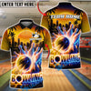 BlueJose Bowling And Pins Retro Neon Sunset City Customized Name, Team Name 3D Shirt (4 Colors)