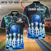 BlueJose Bowling And Pins Galaxy Neon Ball and Pins Customized Name, Team Name 3D Shirt (4 Colors)