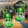 BlueJose Bowling And Pins Galaxy Neon Ball and Pins Customized Name, Team Name 3D Shirt (4 Colors)