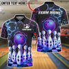 BlueJose Bowling And Pins Galaxy Neon Ball and Pins Customized Name, Team Name 3D Shirt (4 Colors)