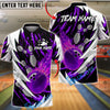 BlueJose Bowling And Pins Flaming Strike Lightning Silver Customized Name, Team Name 3D Shirt (4 Colors)