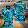 BlueJose Bowling And Pins Scorpion Psychedelic Neon Customized Name, Team Name 3D Shirt (4 Colors)
