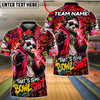 BlueJose Bowling And Pins Panda Graffiti Bubble Gum Customized Name, Team Name 3D Shirt (4 Colors)